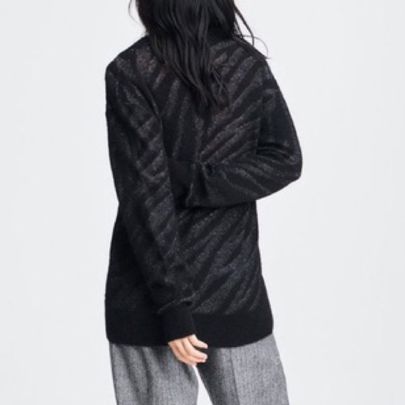 Rag & Bone Germain V Neck Sweater Zebra Stripe Metallic Black Silver Alpaca XS - Picture 5 of 13